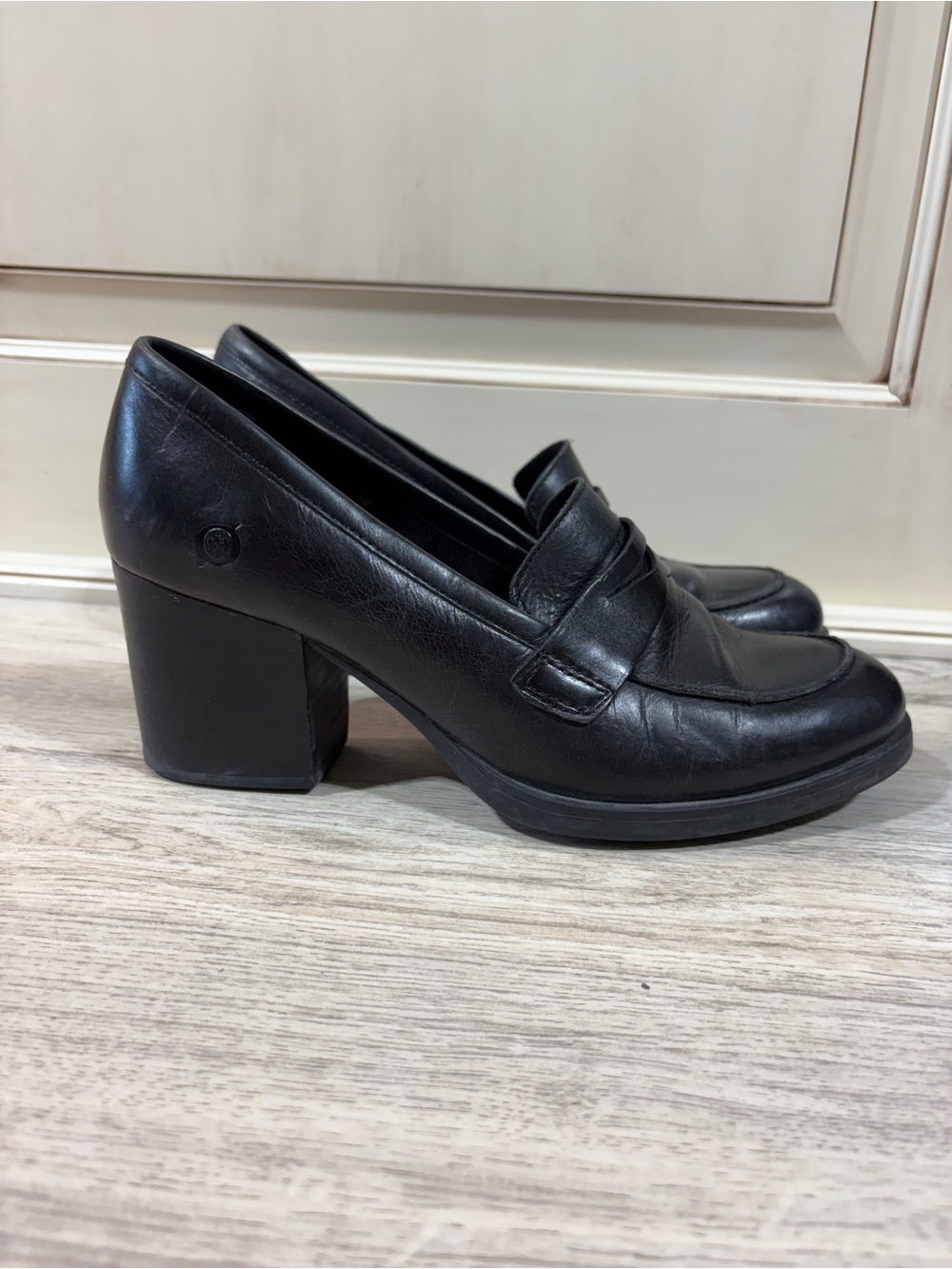 Born Shoes Womens 9 Slip On Chunky Block Heel Smart Academia Pinup Leather
